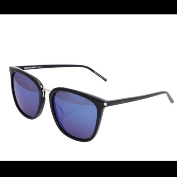 SAINT LAURENT SUNGLASS BLACK FRAME W/BLUE MIRRORED LENS SL 131/K COMBI 004 - Picture 3 of 11